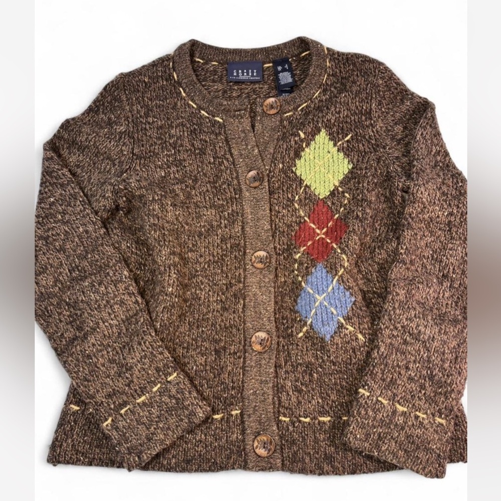 Vintage Liz Claiborne Brown Argyle Knit Sweater